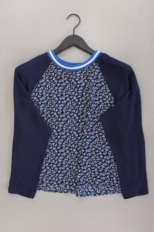 H&M Langarmbluse Gr. 36 mit Blumenmuster neuwertig blau aus Polyester