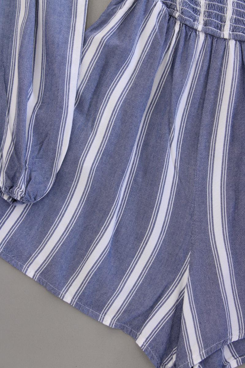Hollister Kurzer Jumpsuit Gr. XS gestreift mit Carmen-Ausschnitt blau