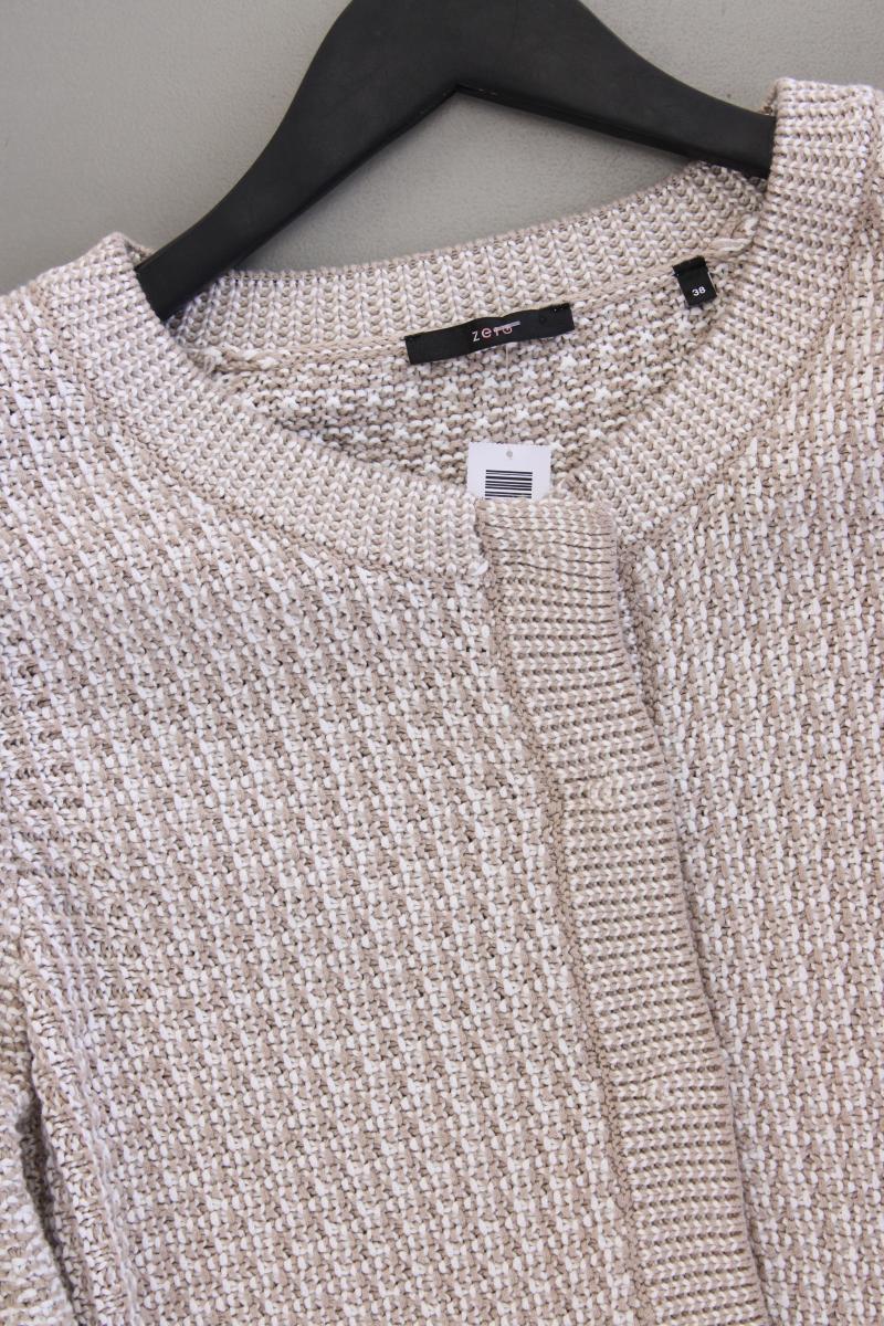 Zero Strickjacke Gr. 38 Langarm creme aus Baumwolle