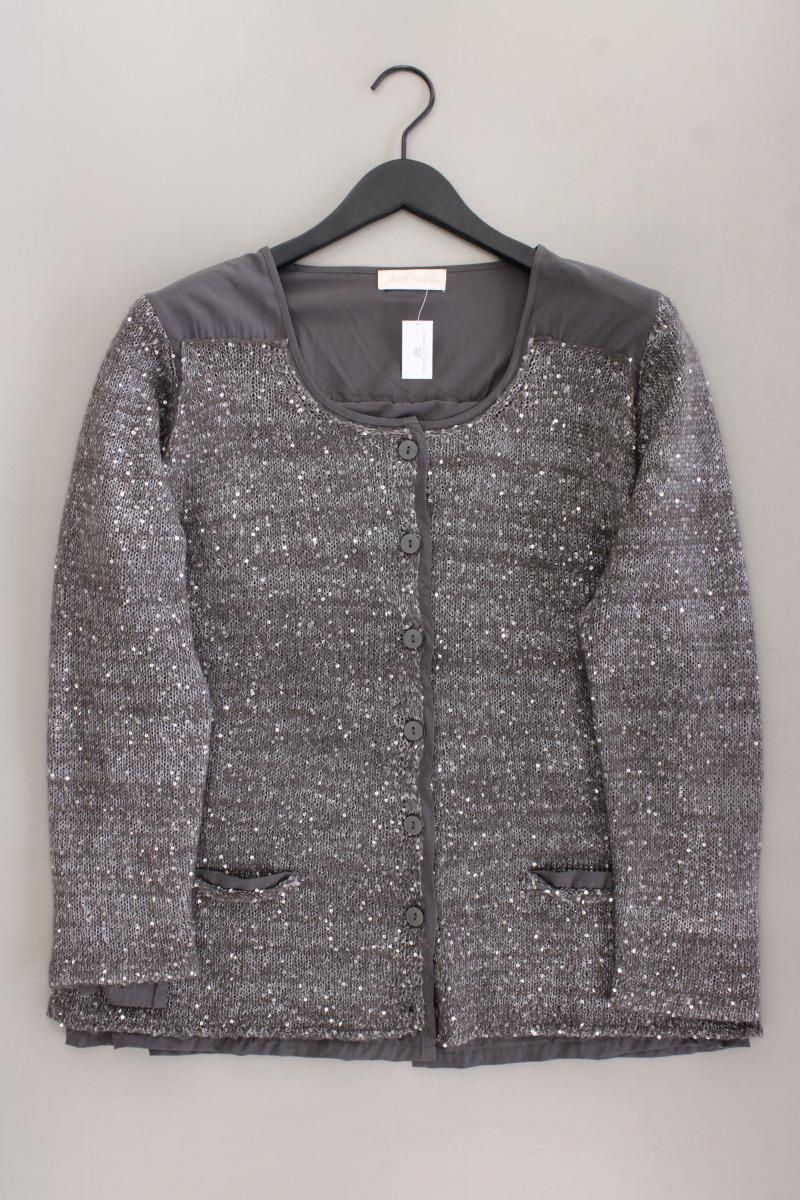 Judith Williams Strickjacke Gr. 46 Langarm mit Pailletten grau aus Polyester