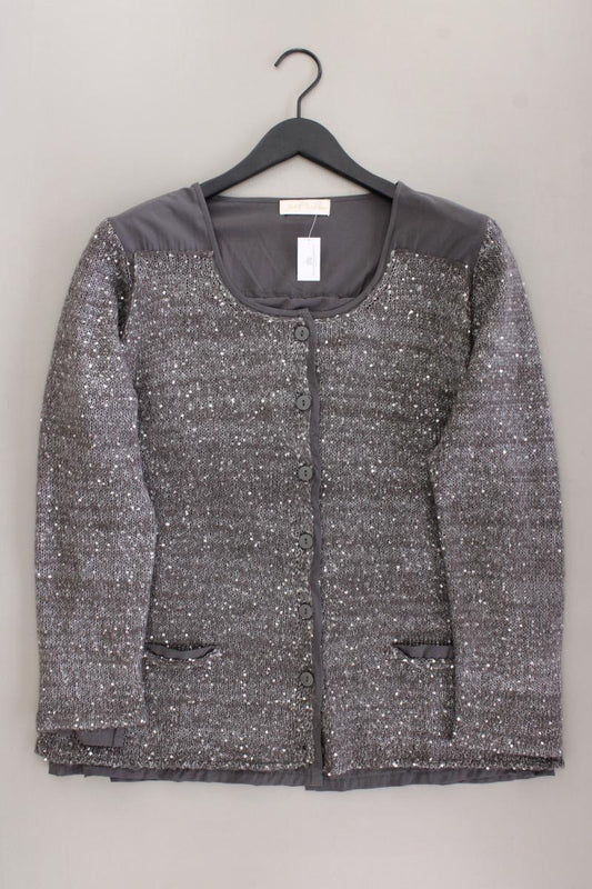 Judith Williams Strickjacke Gr. 46 Langarm mit Pailletten grau aus Polyester