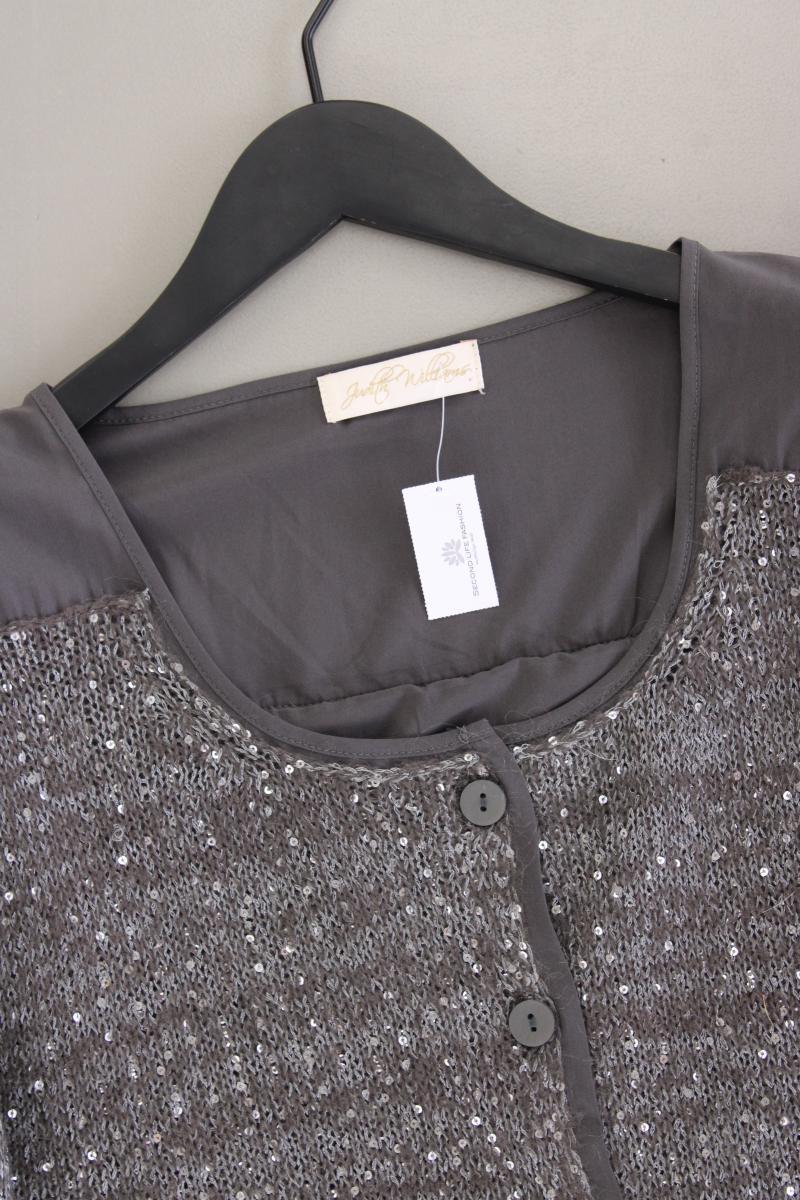 Judith Williams Strickjacke Gr. 46 Langarm mit Pailletten grau aus Polyester