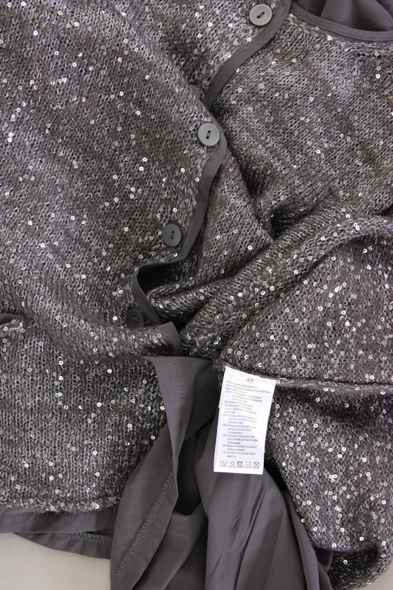 Judith Williams Strickjacke Gr. 46 Langarm mit Pailletten grau aus Polyester
