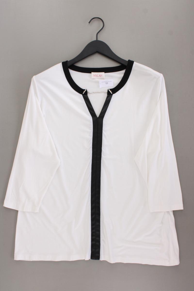 Nylah by Franzi Knuppe Shirt mit V-Ausschnitt Gr. 48 3/4 Ärmel weiß aus Viskose