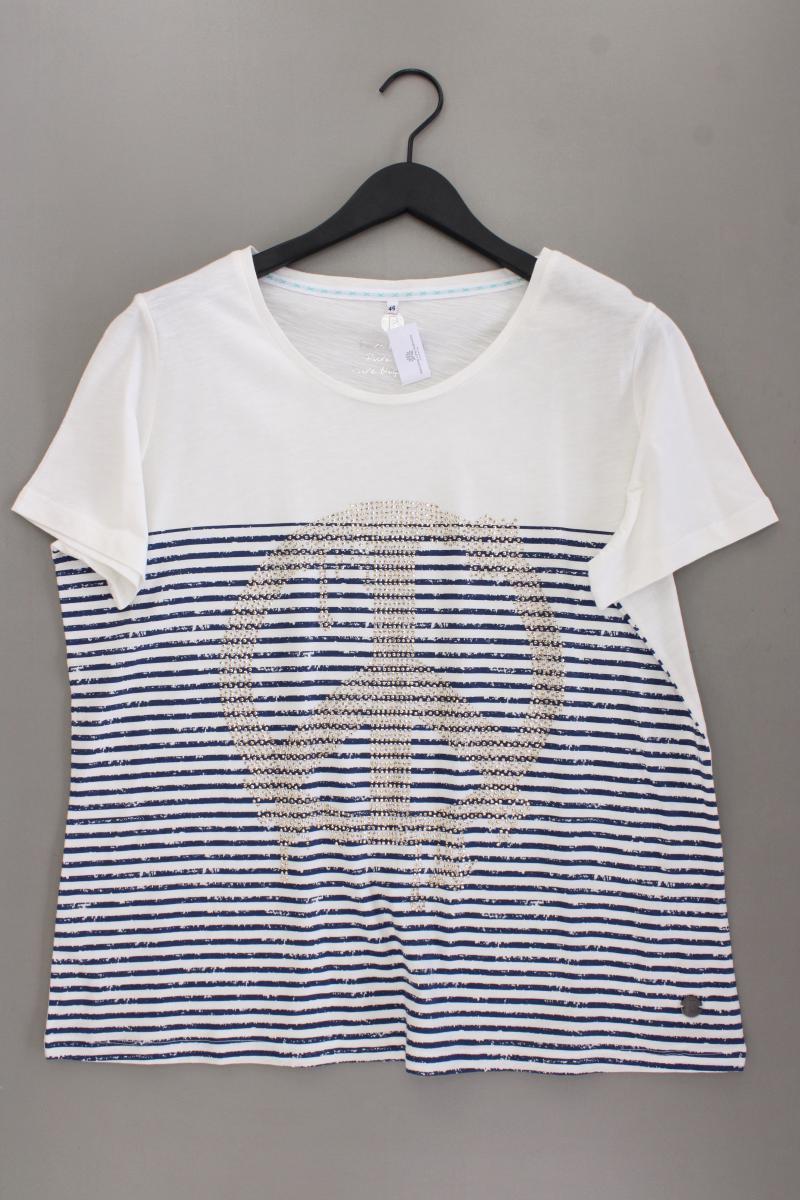 Ringelshirt Gr. 46 gestreift Kurzarm blau aus Baumwolle