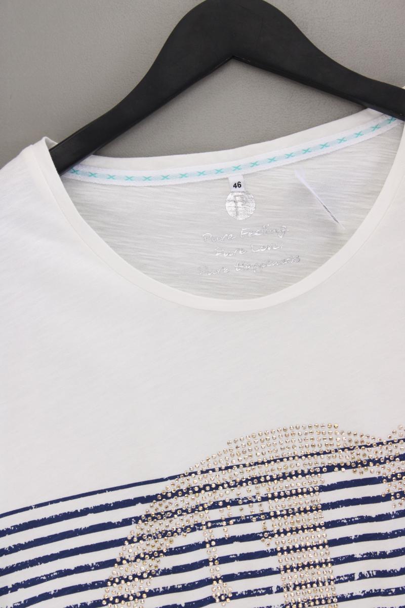 Ringelshirt Gr. 46 gestreift Kurzarm blau aus Baumwolle
