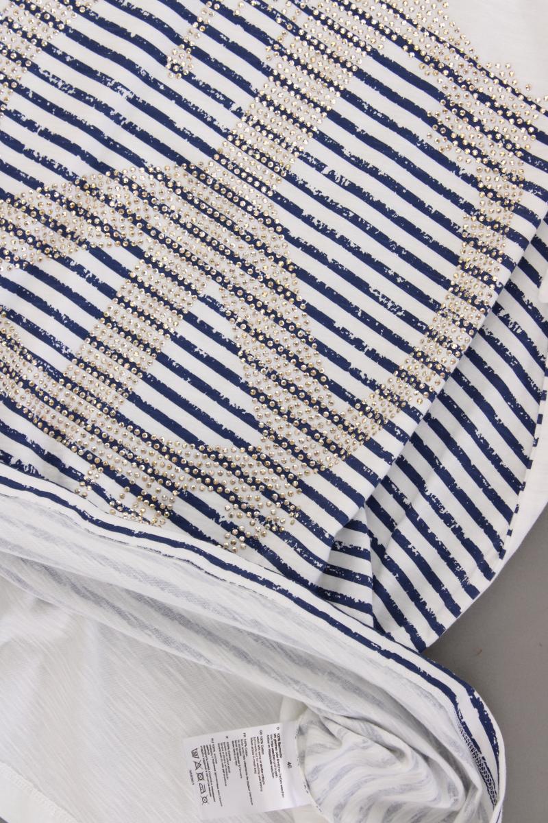 Ringelshirt Gr. 46 gestreift Kurzarm blau aus Baumwolle