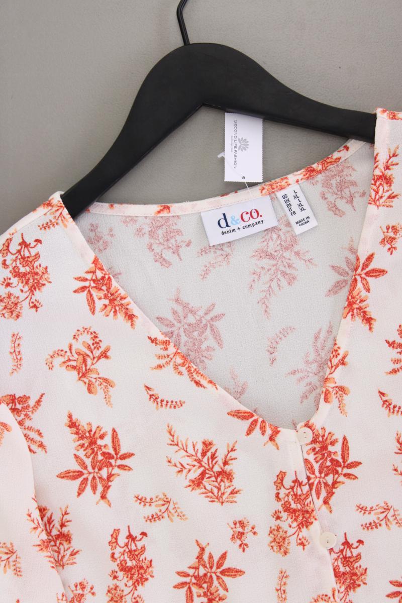 Denim & Co. Bluse Gr. L mit Blumenmuster neuwertig 3/4 Ärmel mehrfarbig