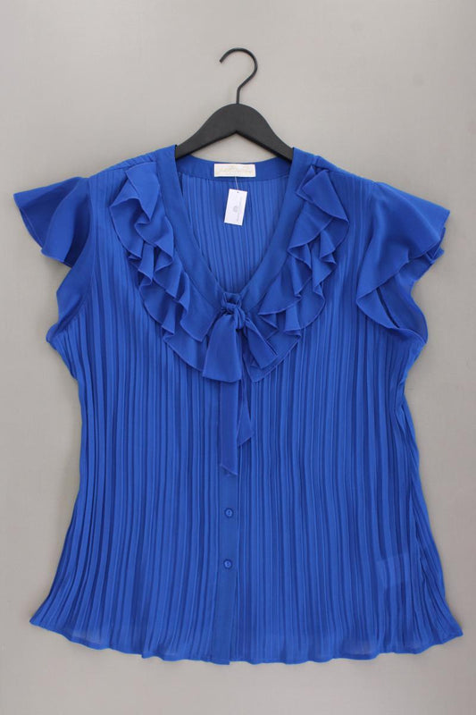 Judith Williams Rüschenbluse Gr. 46 neuwertig Kurzarm blau aus Polyester