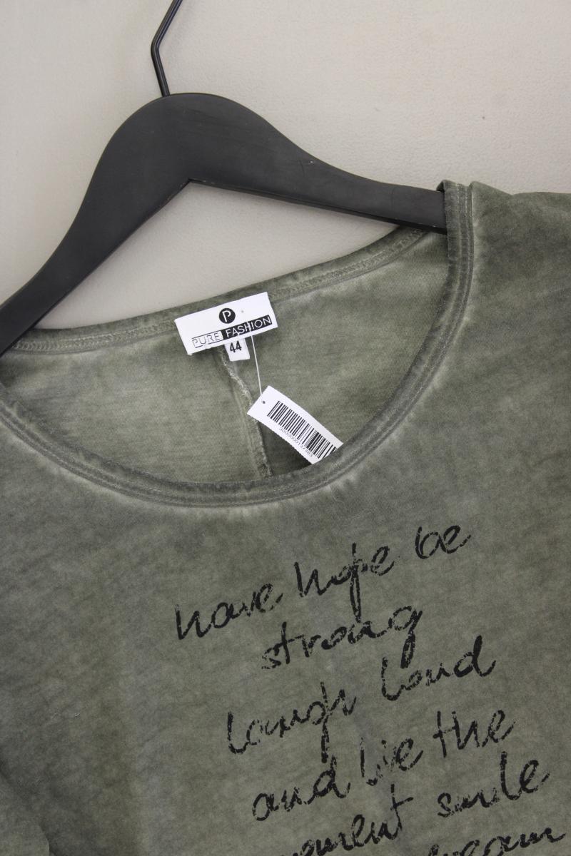 Pure Fashion Langarmshirt Gr. 44 neuwertig olivgrün aus Baumwolle