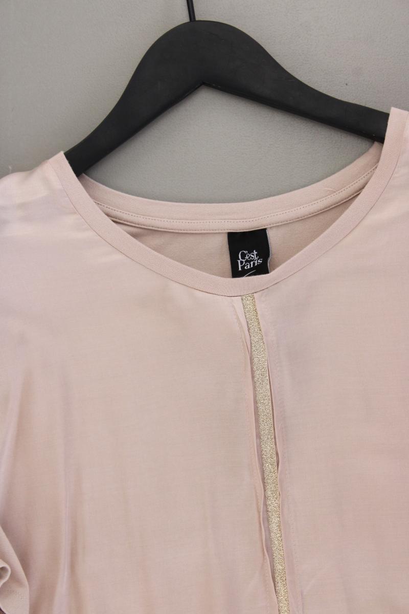 C'est Paris Bluse mit Seide Gr. 48 neuwertig Kurzarm creme aus Viskose