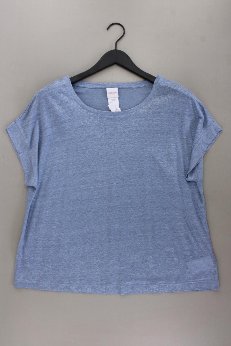 Madeleine T-Shirt Gr. 46 neuwertig Kurzarm mit Glitzer blau aus Leinen