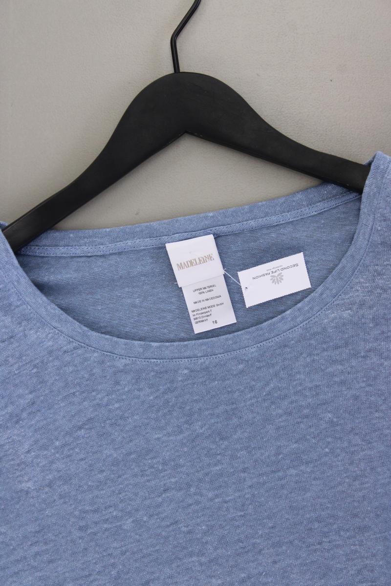 Madeleine T-Shirt Gr. 46 neuwertig Kurzarm mit Glitzer blau aus Leinen