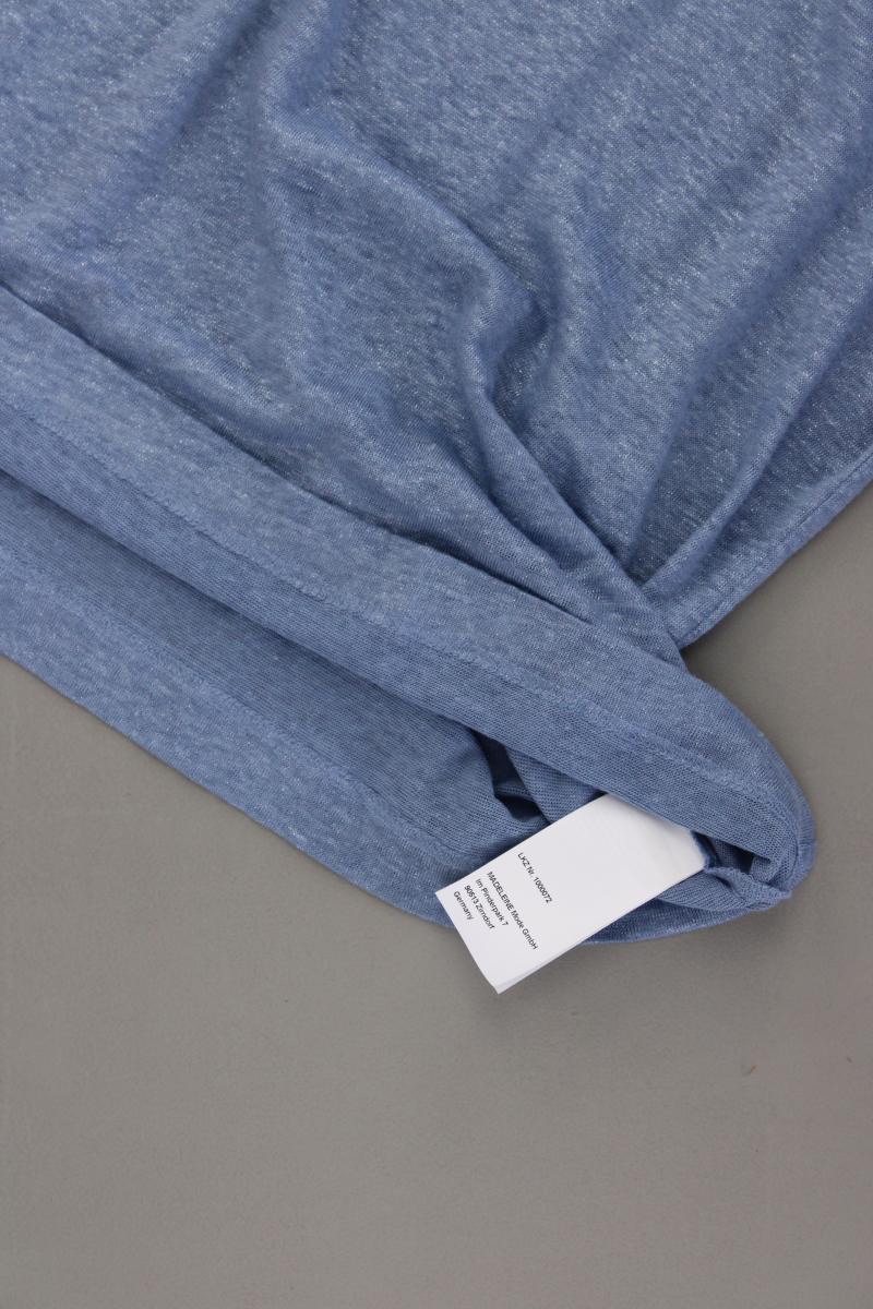 Madeleine T-Shirt Gr. 46 neuwertig Kurzarm mit Glitzer blau aus Leinen