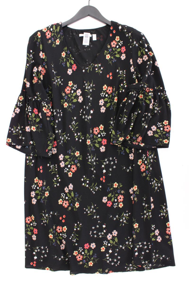 Punt Roma Midikleid Gr. 48 mit Blumenmuster neuwertig 3/4 Ärmel schwarz