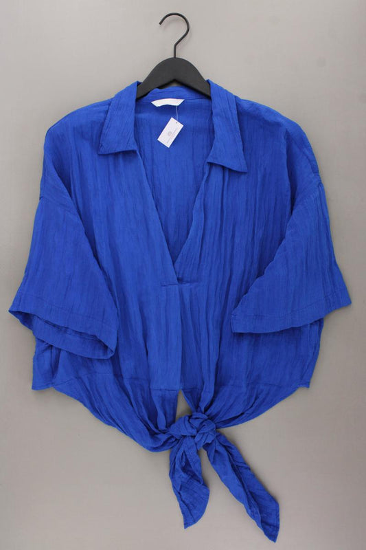 H&M Crop Bluse Gr. 48 Kurzarm blau