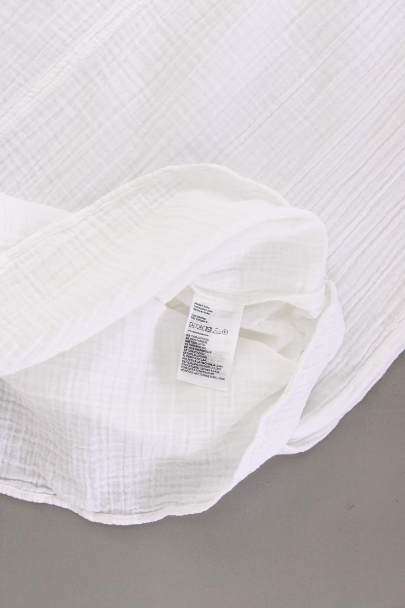 H&M Musselin Kleid Gr. L Kurzarm weiß aus Baumwolle
