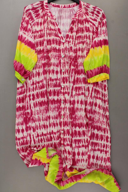 Midikleid Gr. 46 mit Batikmuster 3/4 Ärmel pink aus Viskose