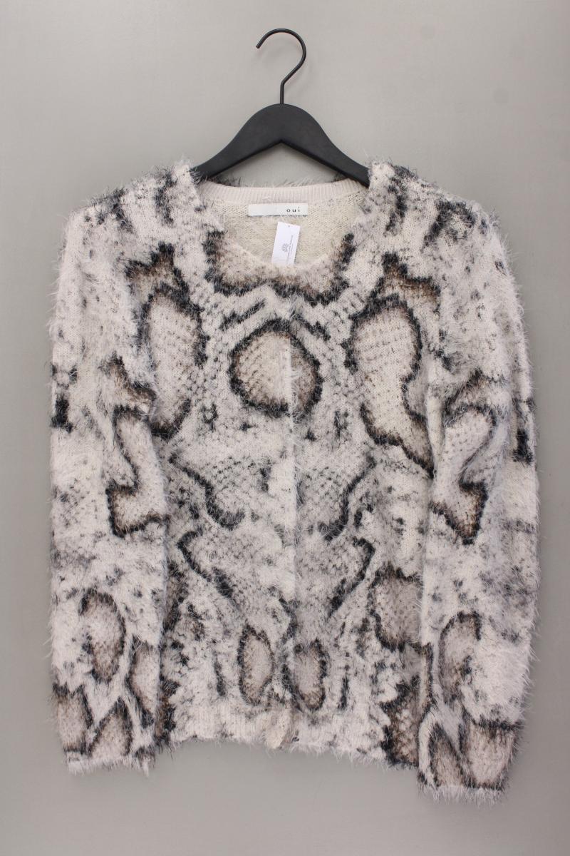 Oui Classic Cardigan Gr. 40 mit Tierdruck neuwertig Langarm grau aus Polyacryl