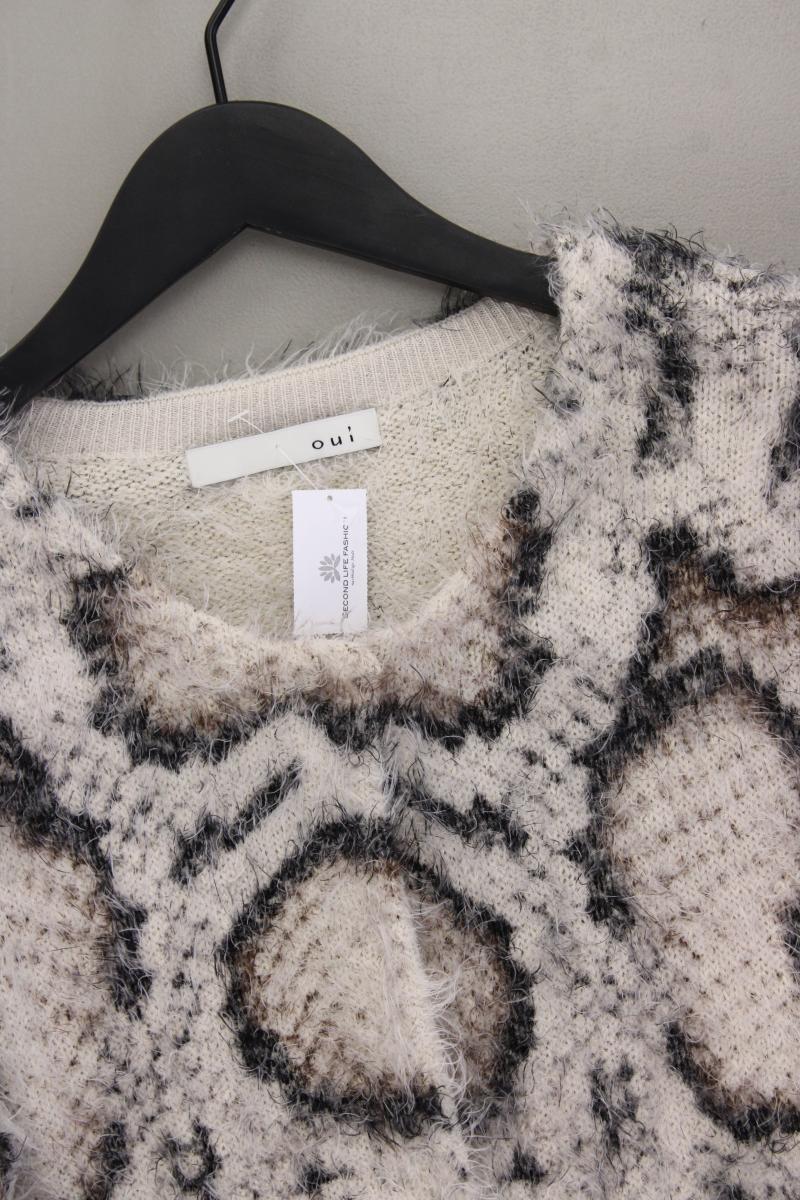 Oui Classic Cardigan Gr. 40 mit Tierdruck neuwertig Langarm grau aus Polyacryl
