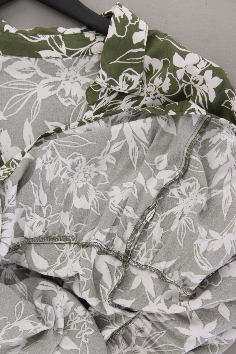 Midikleid Gr. 46 mit Blumenmuster 3/4 Ärmel olivgrün