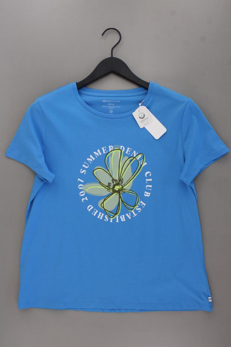 Tom Tailor (Denim) Printshirt Gr. XL neu mit Etikett Kurzarm blau aus Baumwolle