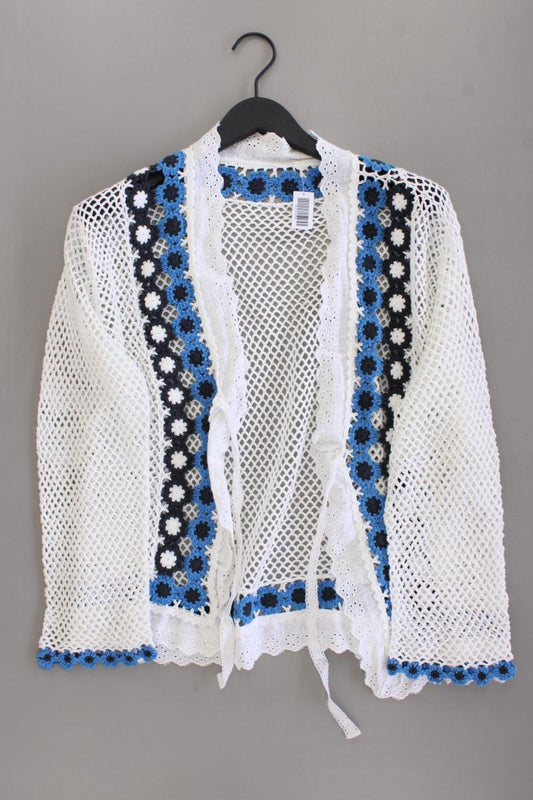 Häkel Cardigan Gr. OneSize Langarm weiß aus Baumwolle