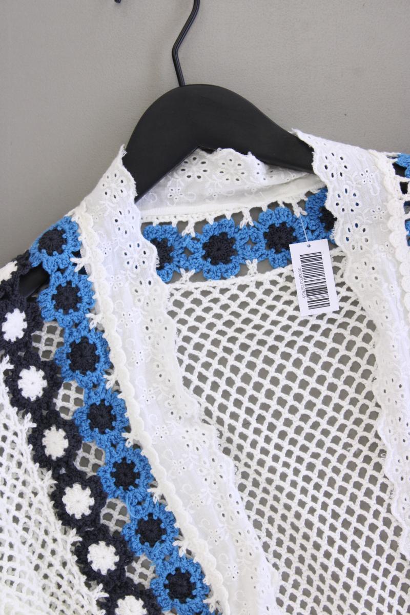 Häkel Cardigan Gr. OneSize Langarm weiß aus Baumwolle