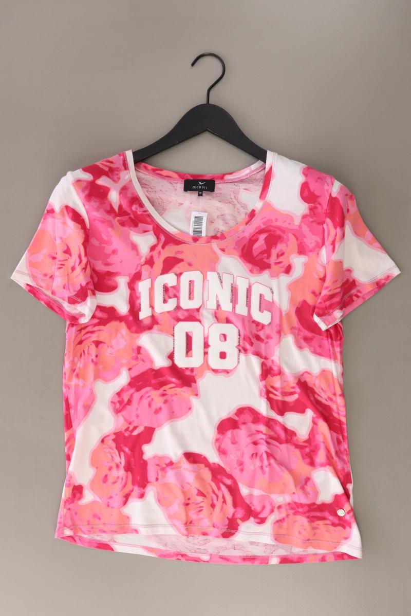 Monari Printshirt Gr. 40 mit Paisleymuster Kurzarm pink aus Baumwolle