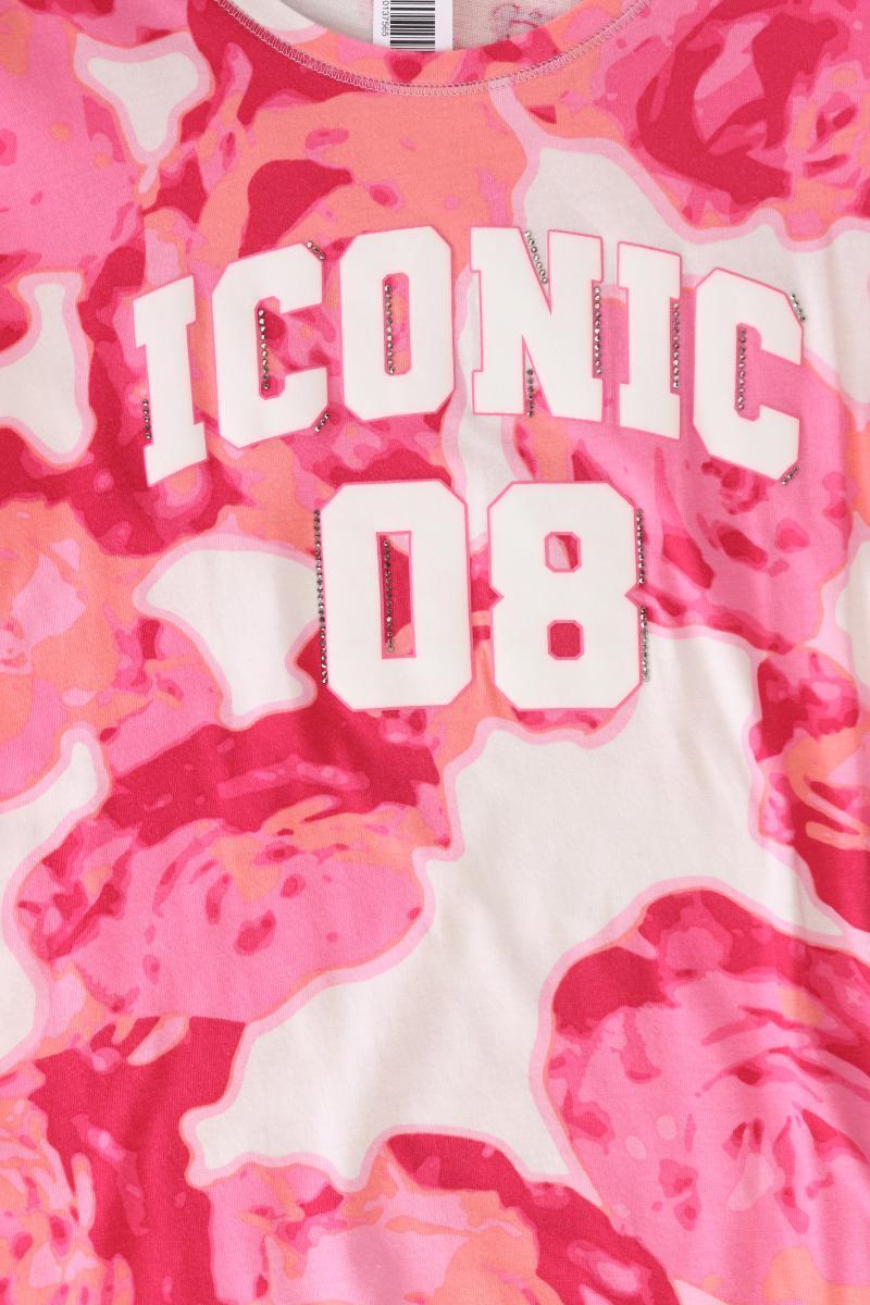 Monari Printshirt Gr. 40 mit Paisleymuster Kurzarm pink aus Baumwolle