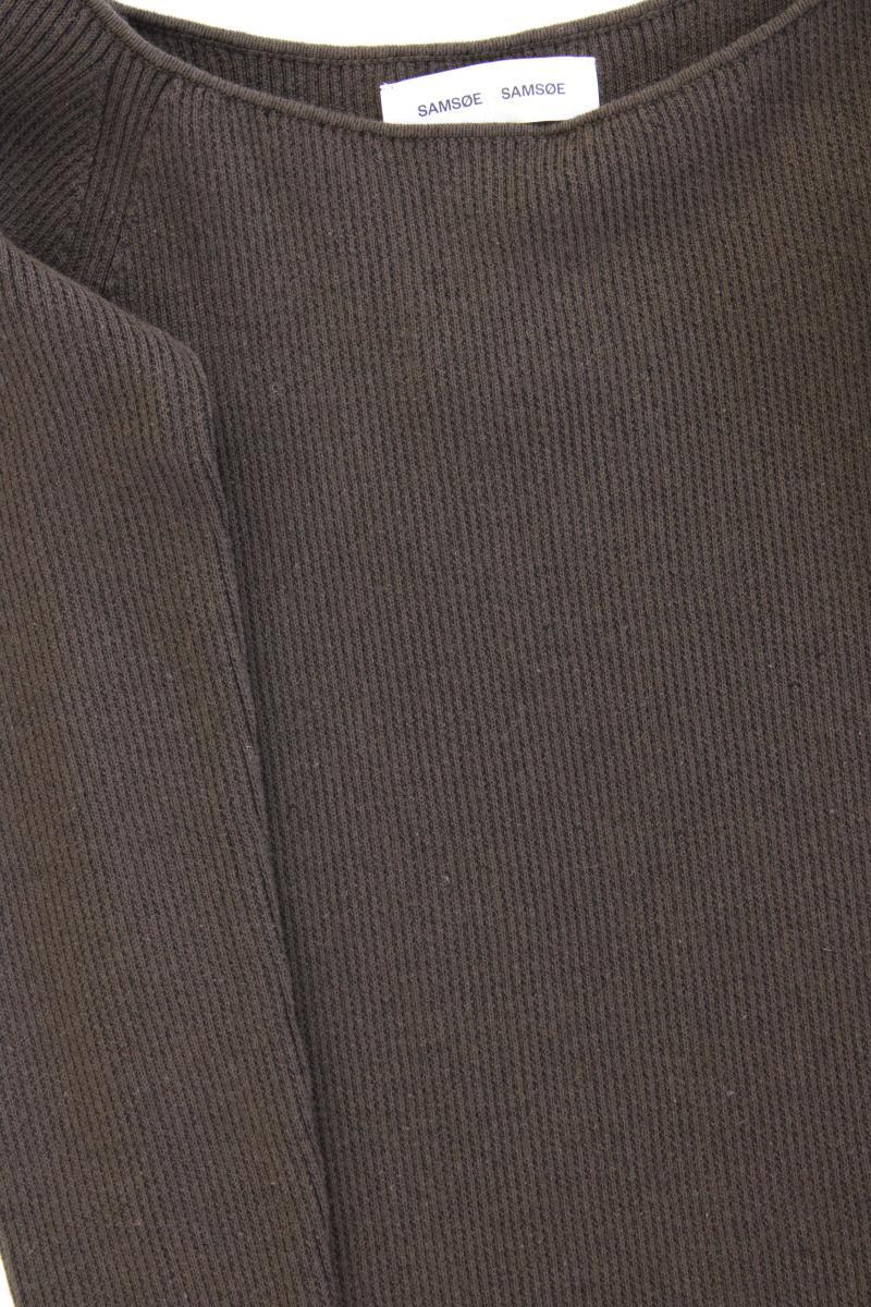 SamsøeSamsøe Strickkleid Gr. L Langarm mit Carmen-Ausschnitt braun aus Baumwolle