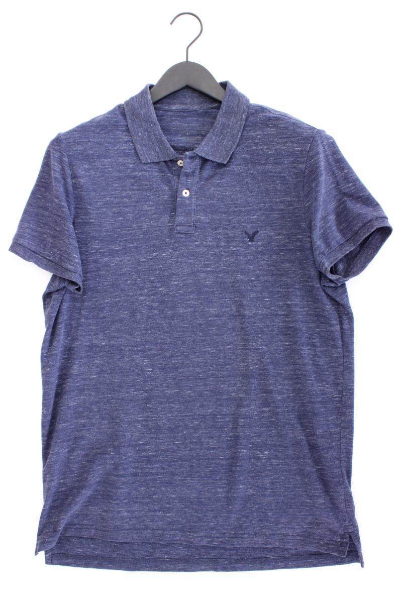 American Eagle Outfitters Poloshirt für Herren Gr. M Kurzarm blau aus Baumwolle