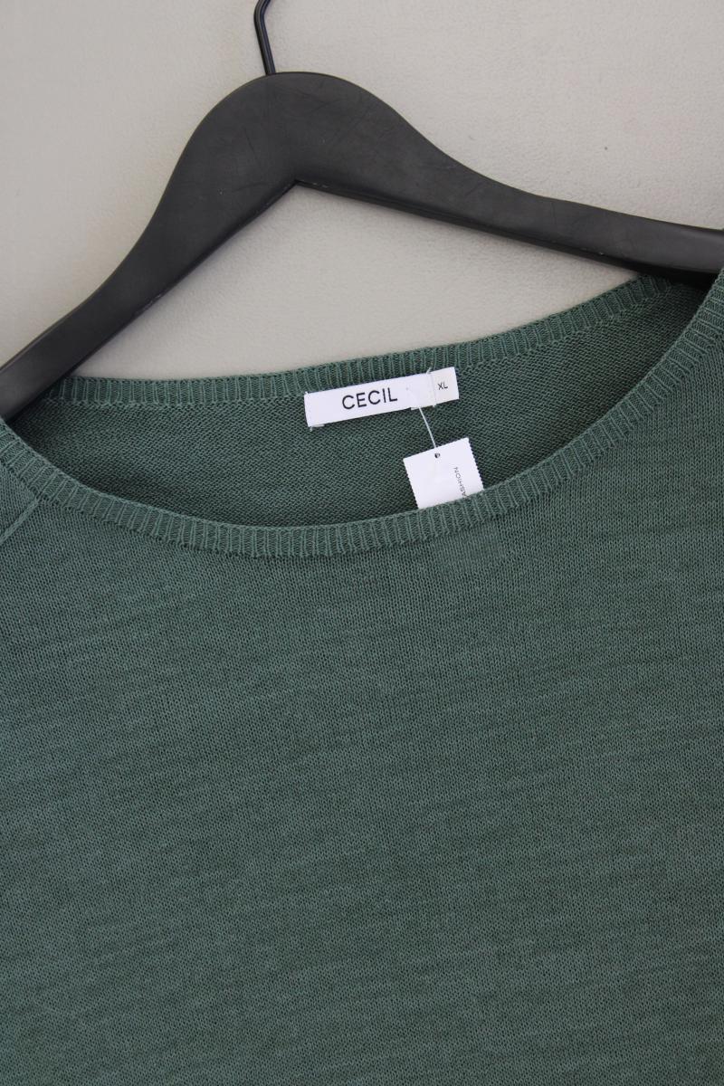 Cecil Strickshirt Gr. XL neuwertig Kurzarm grün aus Baumwolle