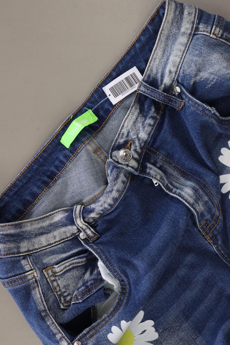 7/8 Jeans Gr. 44 mit Blumenmuster blau