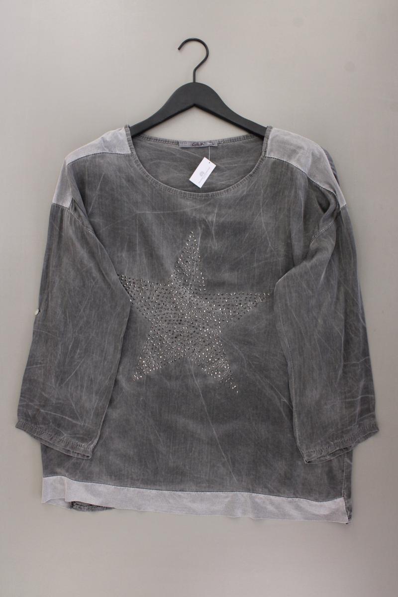 iSilk Oversize-Bluse Gr. M 3/4 Ärmel grau aus Viskose