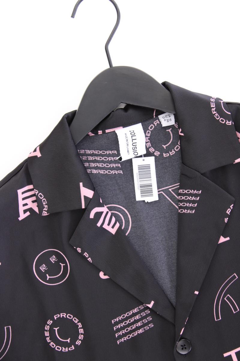 COLLUSION Kurzarmbluse Gr. 38 schwarz aus Polyester