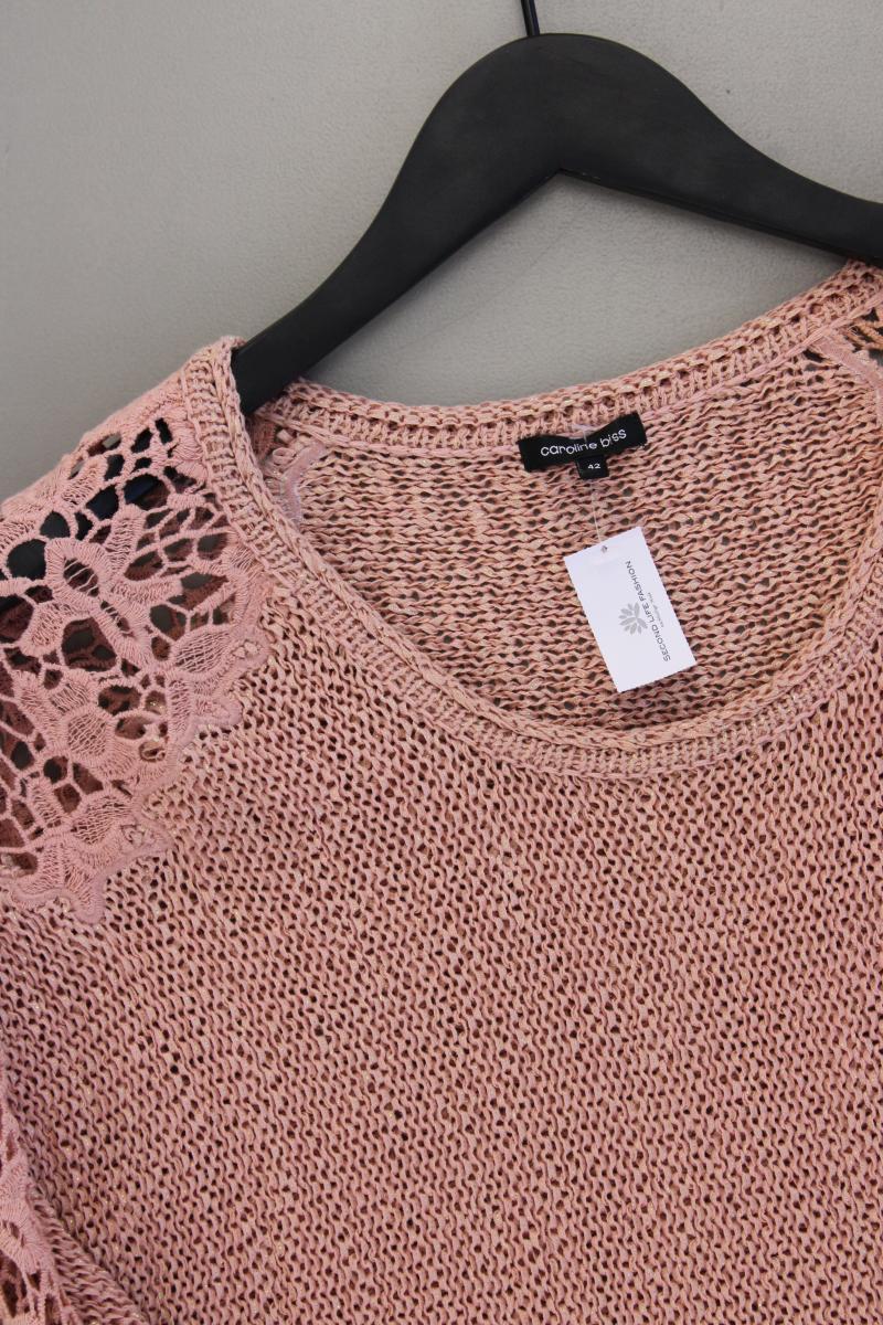 Caroline Biss Langes Strickshirt Gr. 42 3/4 Ärmel mit Glitzer rosa aus Baumwolle