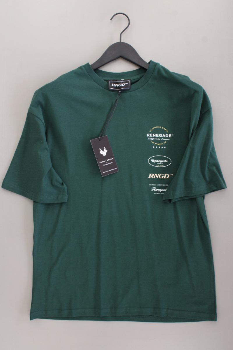 Printshirt für Herren Gr. M neu mit Etikett Kurzarm grün aus Baumwolle