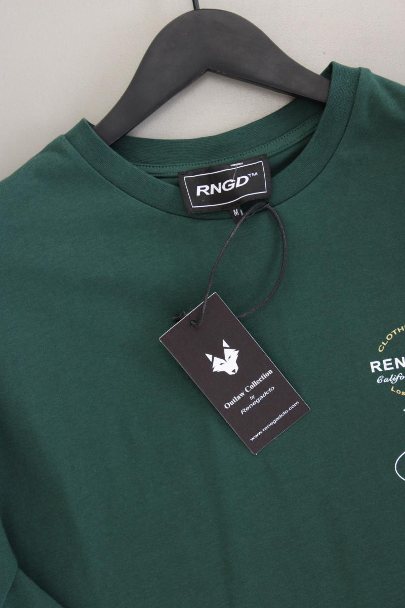 Printshirt für Herren Gr. M neu mit Etikett Kurzarm grün aus Baumwolle