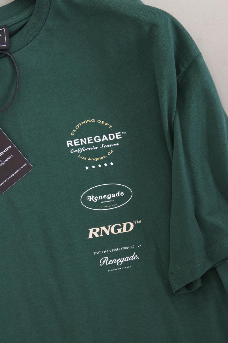 Printshirt für Herren Gr. M neu mit Etikett Kurzarm grün aus Baumwolle