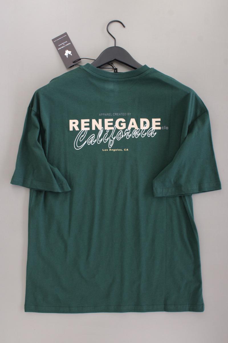 Printshirt für Herren Gr. M neu mit Etikett Kurzarm grün aus Baumwolle