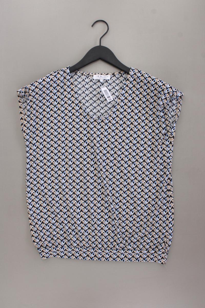 Enjoy Womenswear Kurzarmbluse Gr. M geometrisches Muster neuwertig blau