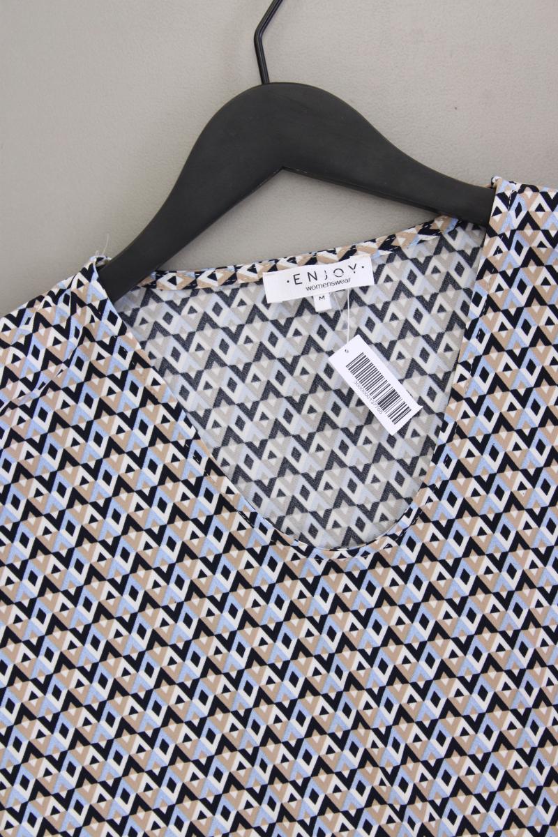 Enjoy Womenswear Kurzarmbluse Gr. M geometrisches Muster neuwertig blau
