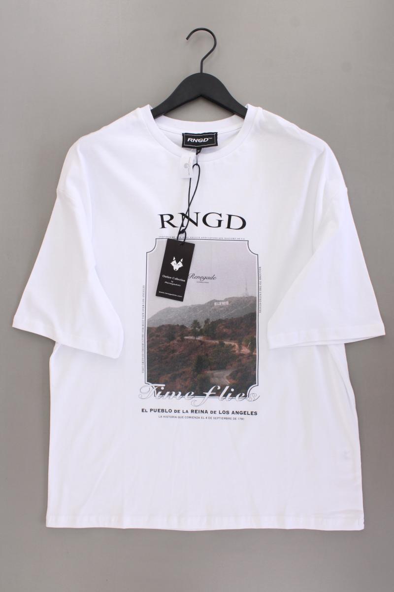 Printshirt für Herren Gr. XL neu mit Etikett Kurzarm weiß aus Baumwolle
