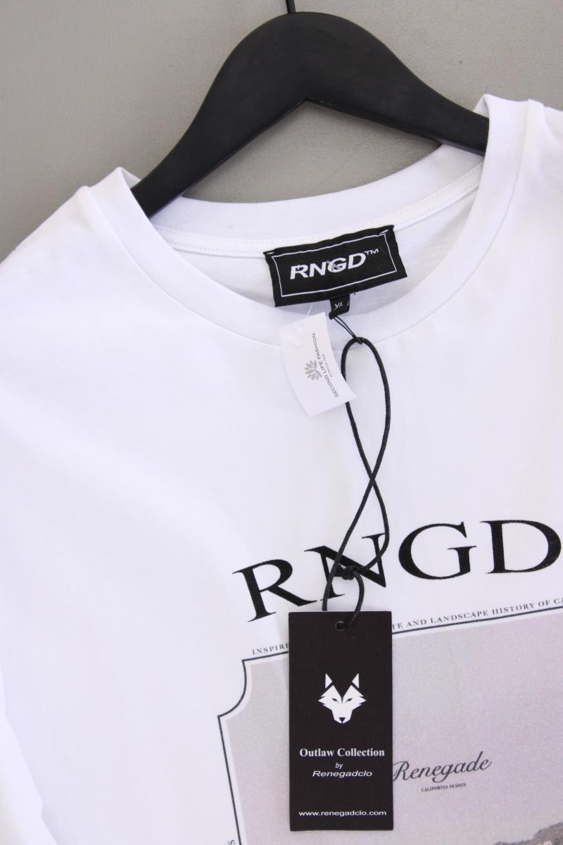 Printshirt für Herren Gr. XL neu mit Etikett Kurzarm weiß aus Baumwolle