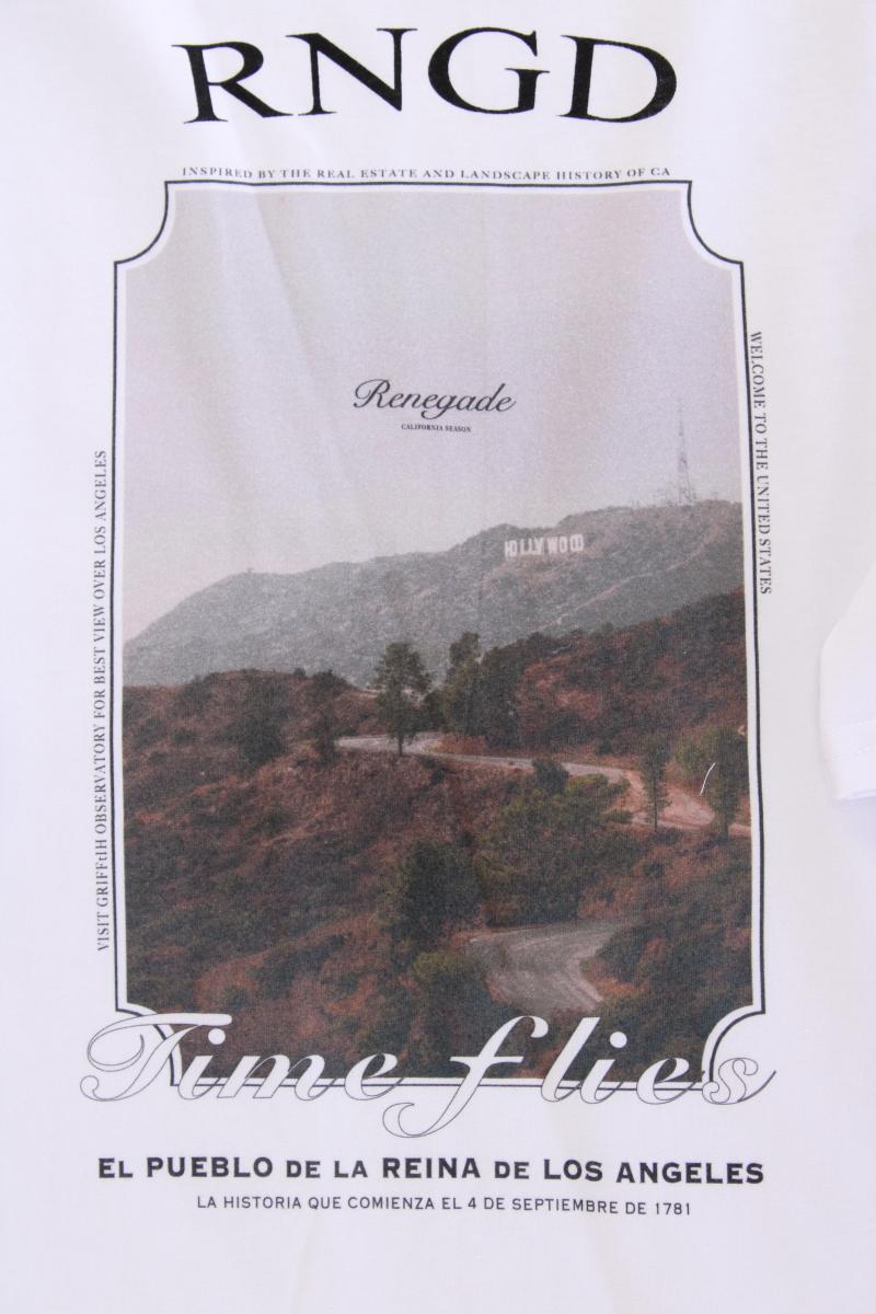 Printshirt für Herren Gr. XL neu mit Etikett Kurzarm weiß aus Baumwolle