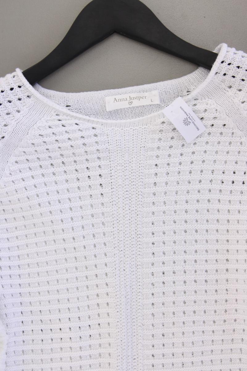 Anna Justper Grobstrickpullover Gr. L weiß aus Baumwolle