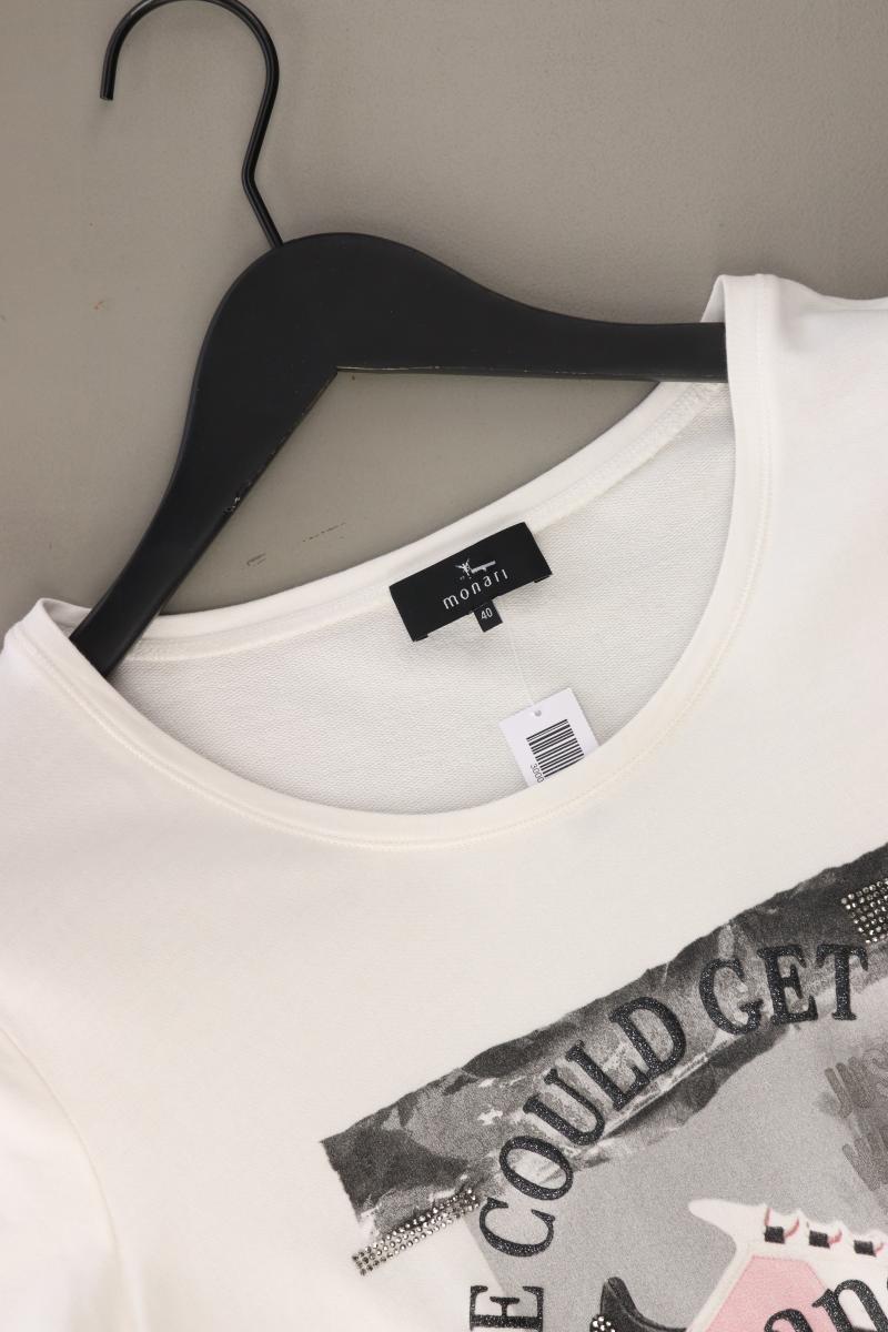 Monari Printshirt Gr. 40 Kurzarm weiß aus Baumwolle