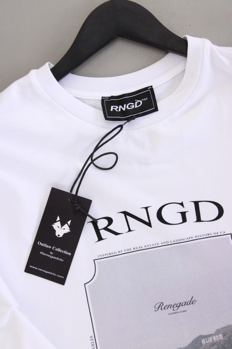 Printshirt für Herren Gr. M neu mit Etikett Kurzarm weiß aus Baumwolle