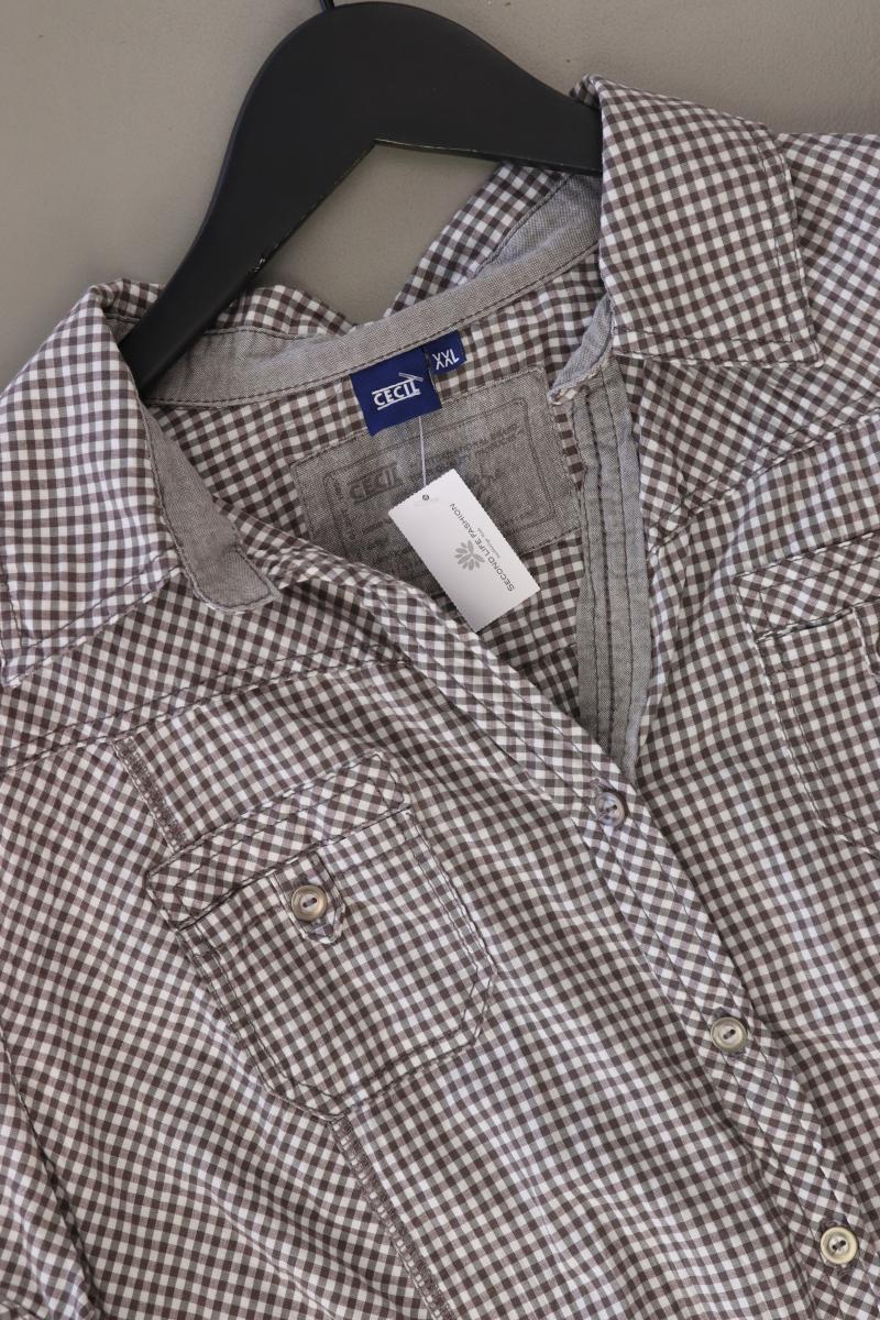 Cecil Karobluse Gr. XXL kariert Kurzarm braun aus Baumwolle